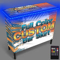 PartyLife New & Improved Portable Bar Table w/LED Lights, Wireless Remote, Folding Legs, 2 Bar Skirts, Heavy-Duty Storage Shelf & Carrying Case - Custom