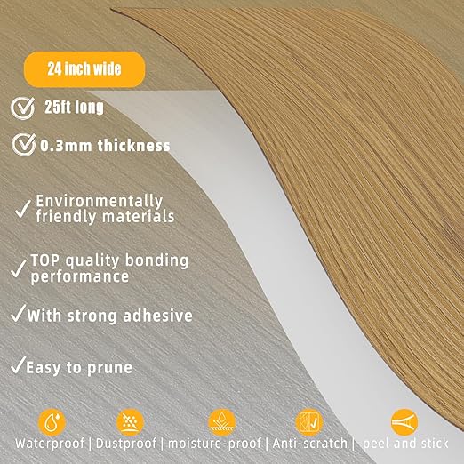 GSCIT Club Wood Grain Repair Tape, 24 inch X 25ft Self Adhesive Oak Grain Repair Patch for Tables, Chairs, Baseboards, Doors, Windows, Floors, Handicraft DIY.