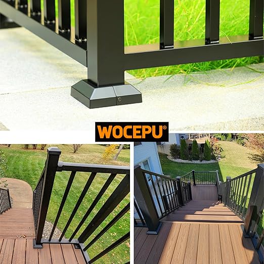 8pcs 2.5"x2.5" (Actual: 2.5"x2.5") Aluminum Deck Post Base Cover, for Railings, Stairs, Patios, Porches, Split Deck Post Skirt (Black)