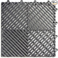 Big Floors RaceDeck Free-Flow Open Rib Self-Draining Design, Durable Copolymer Plastic Interlocking Modular Garage Flooring Tile (Graphite, 12 Pack of 12 x 12" Tiles)