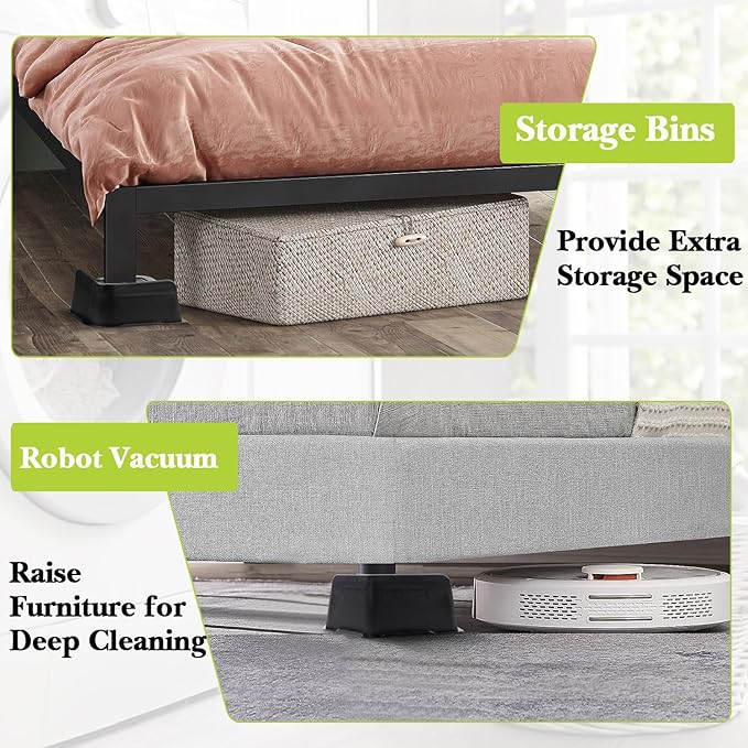 Heavy Duty Bed Risers – 2", 3", 4", 6", 8" | Up to 6,000 Lbs | Black 4-Pack