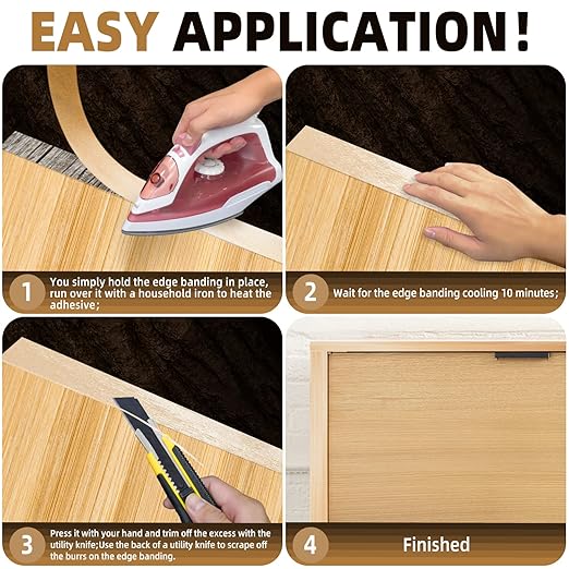 GSCIT Club Birch Edge Banding, 1 inch x 25ft roll of Veneer Edge Banding Preglued Flexible, Real Wood Tape Banding