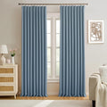KEQIAOSUOCAI 2 PCs Dusty Blue Pleat Wide Drapes for Sliding Glass Door 60 Wide x 95 Inch Long, Privacy Light Block Noise Reduce Insulated Ceiling to Floor for Locker Room Basement Bedroom Closet