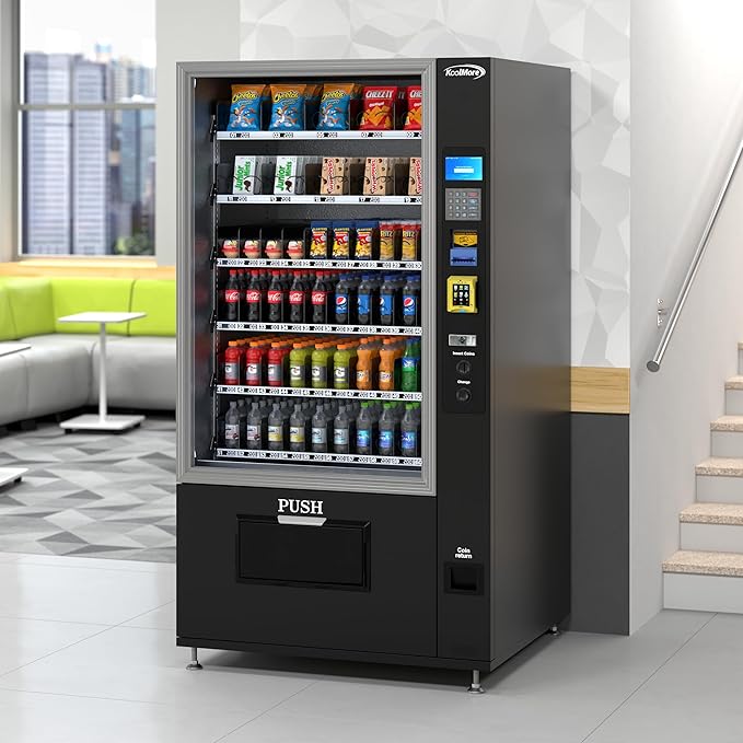 KoolMore Refrigerated Snack Vending Machine with 60 Slots and Bill Acceptor in Black (KM-VMR-40-B)