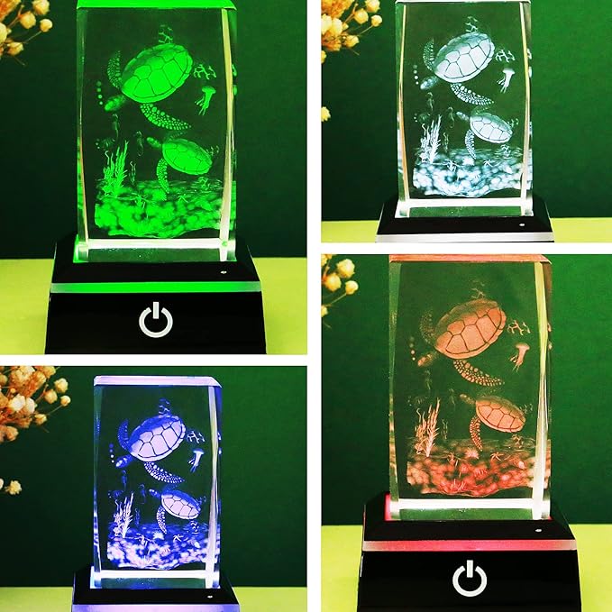 EUSTUMA LED Light Base Non-Slip Square Display Stand In A Variety of Colors,Suitable for Glass Crystal Spherical Artwork (Flat Top Surface)