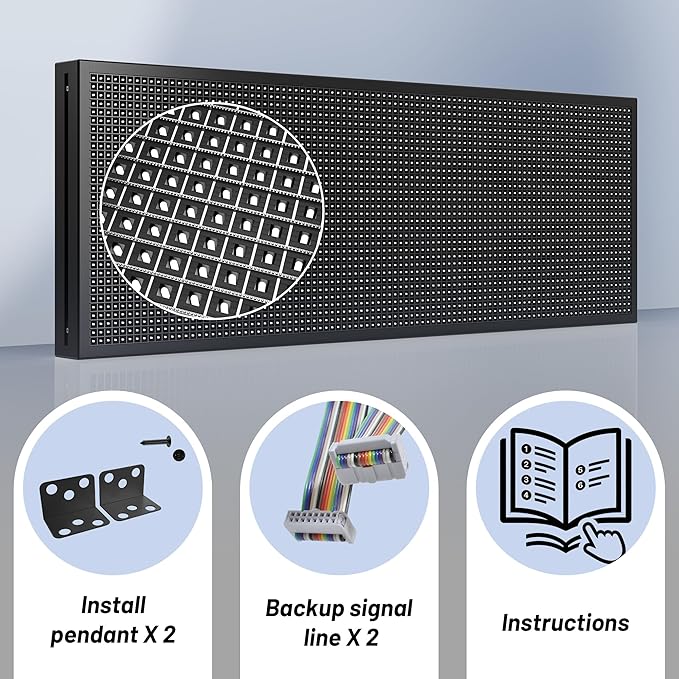 ‌Kochenkore P10 Programmable LED Sign, 39"x14" Scrolling Display, Waterproof Outdoor Digital Signage with WiFi Control, Indoor RGB Advertising Message Board for Business & Store Signs