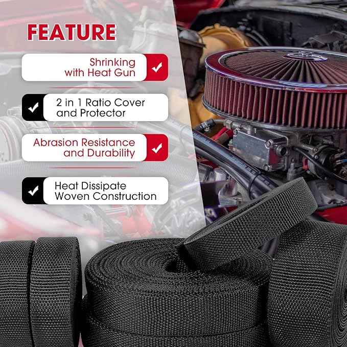 2 in 1 Heat Shrink Braided Sleeving Fabric Tubing-Ideal fit Irregular Shape Hose/Cable/Wire (1/2"(12mm), 100FT)