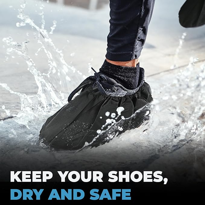 Reusable Waterproof Shoe Covers – 4 Pack (2 Pairs) – Rain Boot Covers for Men & Women – Durable, Washable, Non-Slip Overshoes for Indoor & Outdoor Protection