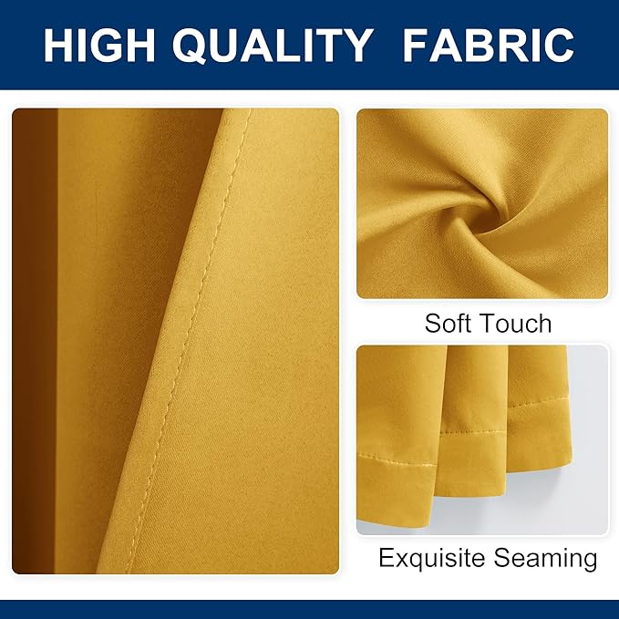 Hiasan Room Divider Curtains Patio Sliding Door Blackout Curtain Privacy Room Thermal Insulated Noise Reduction Panel with Back Tab & Rod Pocket for Bedroom Partition(80 x 84 Inches, Yellow)