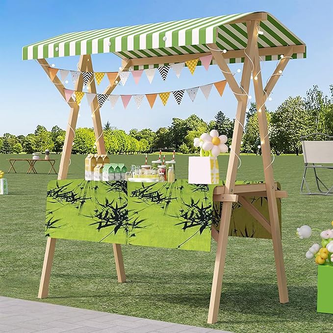 Outdoor Vendor Cart, Portable Cart with Canopy, Movable Stall Display Stand, Foldable Vending Stand Kiosk Display Trolley with Canopy, for Market, Street Food, Events(Green 8,120cm/47.2in)