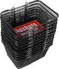 12Pcs Black Metal Shopping Basket with Handles, Portable Wire Shopping Basket, Black Wire Mesh shopping Basket Set for Supermarkets, Retail Stores.