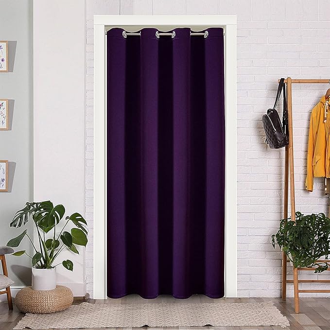 ChrisDowa Blackout Door Curtains for Doorway Privacy, Grommet Closet Curtains for Bedroom Closet Door, Thermal Insulated Doorway Cover Room Divider Drapes (1 Panel, Royal Purple, 52 x 80 Inch)