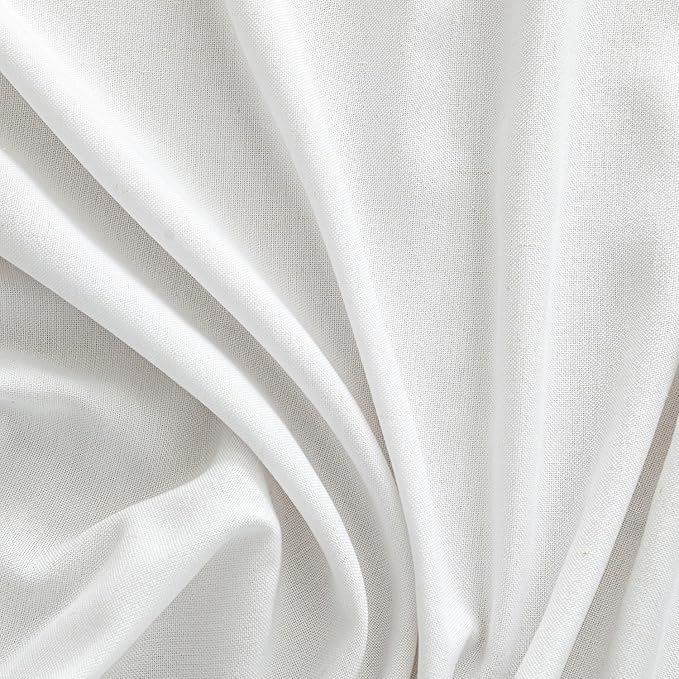 MIULEE Non-See-Through Privacy Linen Curtains 2 Panels, Light Filtering Window Curtains Farnhouse Textured Back Tab Semi Sheer Drapes for Bedroom Living Room, 52 x 72 Inches Long, Pure White