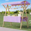 Collapsible Wooden Food Cart with Wheels, Heavy Duty Mobile Vendor Stand for Farmers Market, Snacks, Desserts and Street Kiosk(Purple,120cm/47.2in)
