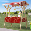 Outdoor Vendor Cart, Portable Cart with Canopy, Movable Stall Display Stand, Foldable Vending Stand Kiosk Display Trolley with Canopy, for Market, Street Food, Events(Red 6,150cm/59in)