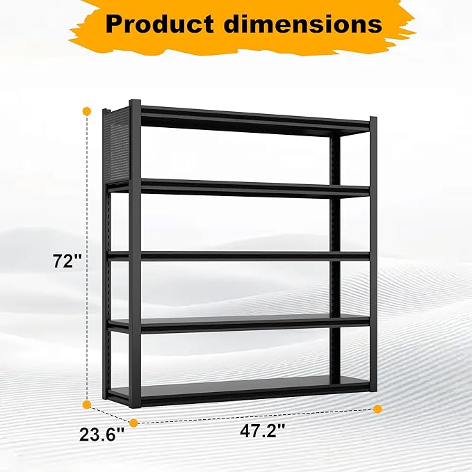 Storage Shelves with Pegboard,48" Wide Heavy Duty Garage Shelving Units and Storage,Metal Shelving Adjustable Shelves,Steel Garage Storage Rack,Industrial Utility Shelf Organization For Kitchen,Pantry