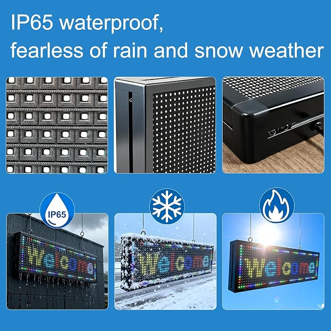 P10(26" * 7") Scrolling Led Sign Programmable Outdoor Digital Signs For Business Electronic Message Board Wifi Control Display Screen Panel Custom Full Color Neon Advertising Word Light