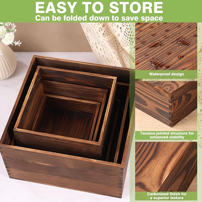 6 Pack Wood Cake Cupcake Stand Buffet Risers, Wooden Display Stand Wood Display Riser, Square Food Display Risers for Party Wedding Birthday Home (6" 7" 8" 9" 10" 11")