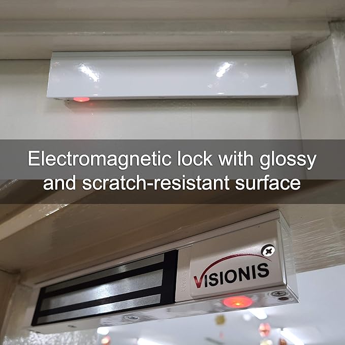 Visionis VS-VISML300LED-WH Indoor 300lbs White Electromagnetic Lock with LED Sensor for Door Access Control