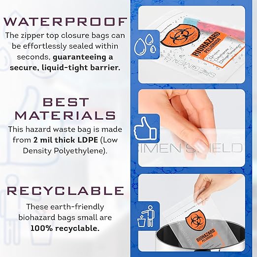 APQ Biohazard Specimen Bags - 8 x 10 Inch Clear Zipper - Pack of 2000, 3MIL Polyethylene Transport Bag