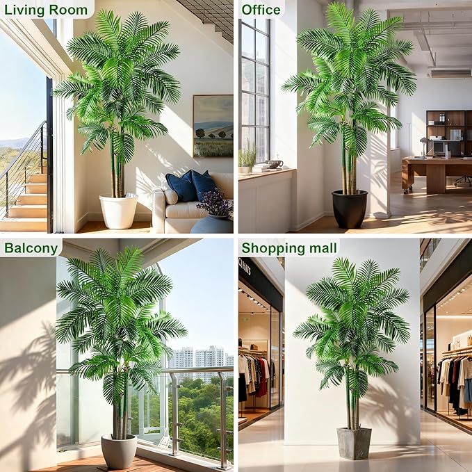 Big Artificial Palm Tree Tall Faux Tropical Trees Indoor Outdoor Realistic Floor Plants Large Fake Plant for Home Living Room Office Decor Porch Outside Patio arboles para Modern Farmhouse decoracion
