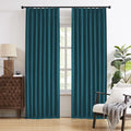 DUALIFE Dark Teal Blue Pinch Pleated Blackout Curtains 105 Inches Long, Back Tab with Hooks, Linen Full Black Out Thermal Insulated Track Curtain for Bedroom Living Room,50 Wx105 L, 2 Panels