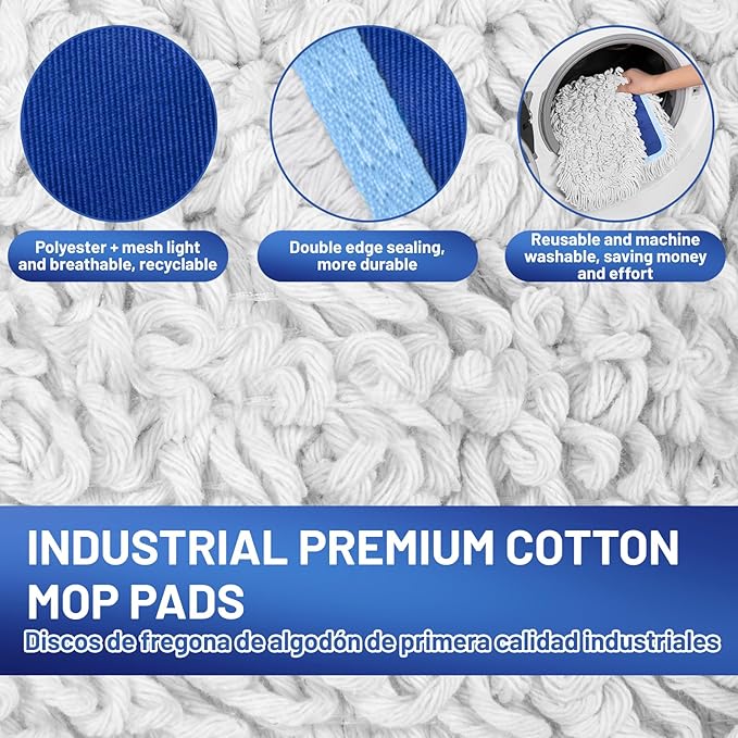 36" Commercial Dust Mop: Dry Dust Broom for Hardwood Floors Cleaning - 2 Reausable Mop Pads 59" Long Handle Heavy Duty Frame - Professional Cleaning Supplies for Hotel Warehouse School Janitor