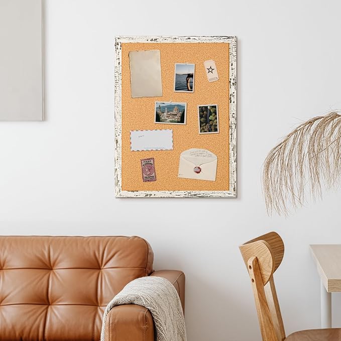 DOLLAR BOSS Cork Board for Wall - 24 X 18 Inches, Birch Bark Framed Bulletin Board Corkboard Decorative Hanging Pin Board for Office & Home Decor