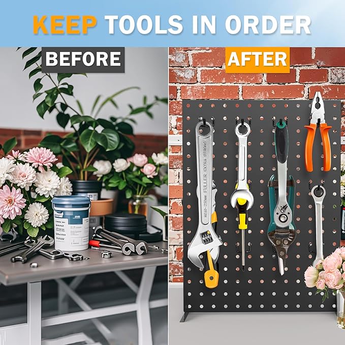 2 Pcs Metal Pegboard Display Stand with 24 Peg Hooks for Retail Crafe Shows&Fairs,Black Merchandise Display Rack for Seling Accessories,Display Stands for Boutique,Stores(16*12 inch)