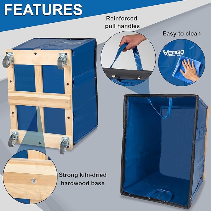 Vergo Industrial Basket Trucks (16 Bushels) 600 lbs Capacity - Heavy Duty Rip-Stop Vinyl Commercial Laundry Cart with Wheels - 20 Cubic Feet - Service Cart for Laundry, Trash and Heavy Materials