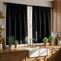 PONY DANCE Short Blackout Kitchen Curtains 36 inch Length, Half Window Cafe Panles, Black Out RV Bunk Drapes, Thermal Insulated Small Curtains for Basement&Camper, W42 x L36 inches, Black, 2 Panels