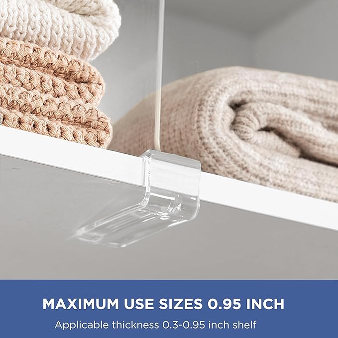 HBlife 5 Pack Clear Shelf Dividers, Vertical Purse Organizer for Closet Perfect for Sweater, Shirts, Handbags in Bedroom and Kitchen, Adjustable Acrylic Bookshelf for Organization