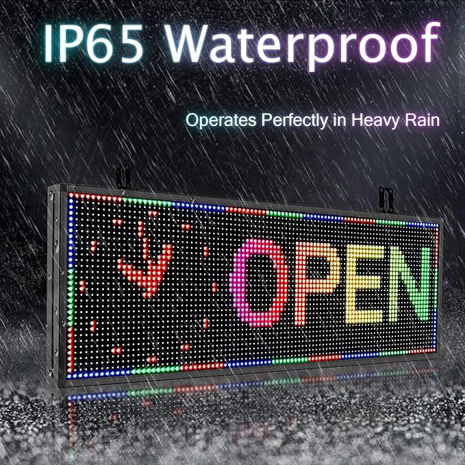 P10 Scrolling Led Sign Programmable Display Digital Sign Outdoor Message Board Led Open Signs For Business Custom Banner Word Light Advertising Wifi Control High Brightness Neon 39"X14"