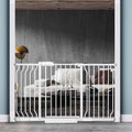 Extra Wide Baby Gate Tension Indoor Safety Gates White Metal Large Pressure Mounted Pet Gate Walk Through Long Safety Dog Gate for The House Doorways Stairs (52.76"-57.48"/134-146CM, White)