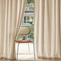 MIULEE Non-See-Through Privacy Linen Curtains 2 Panels, Light Filtering Window Curtains Farnhouse Textured Back Tab Semi Sheer Drapes for Bedroom Living Room, 52 x 96 Inches Long, Light Brown