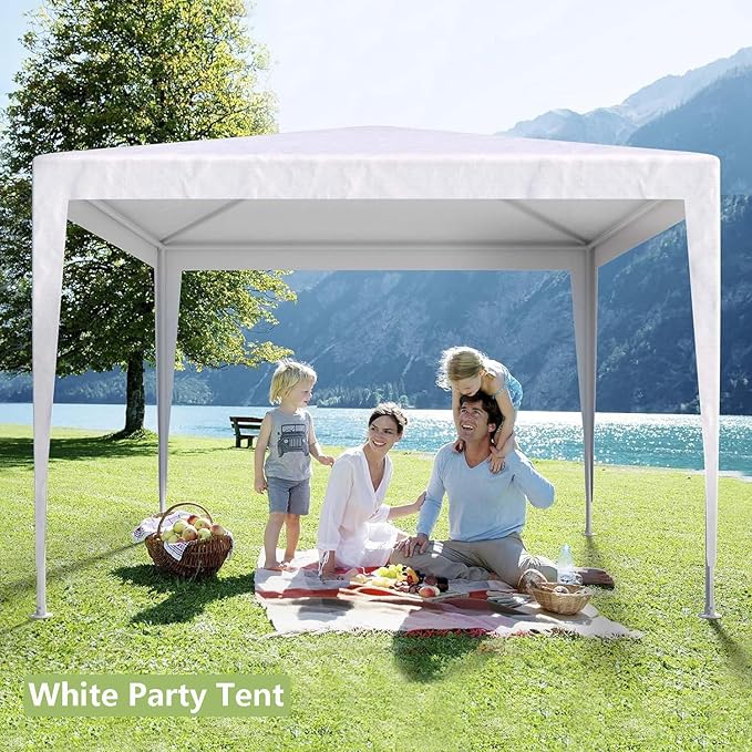 10x10 FT Party Tent, Outdoor Wedding Tents for Parties, Canopy Event Tent Without Removable Sidewalls, Waterproof Gazebo Shelter for Birthday Parties, Weddings, BBQs & Events (10X10FT-0Sides White)