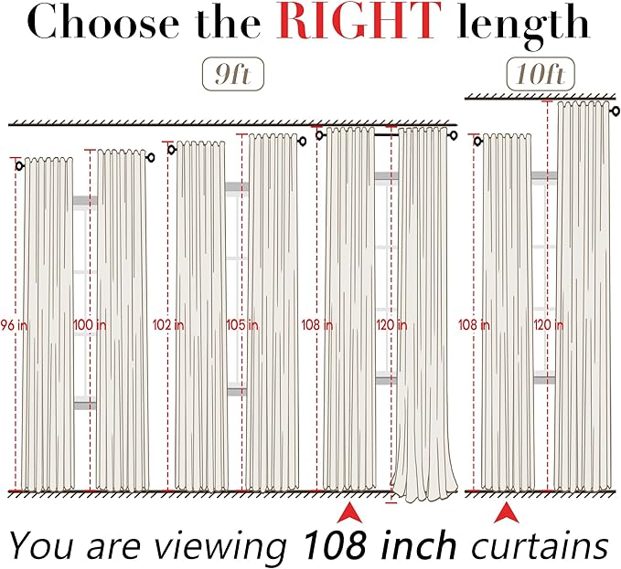 XTMYI White Linen Sheer Curtains 108 Inches Long Back Hidden Tab Tape Hooks Privacy Not See Through Simple Modern Curtains for Living Room 2 Panels Set