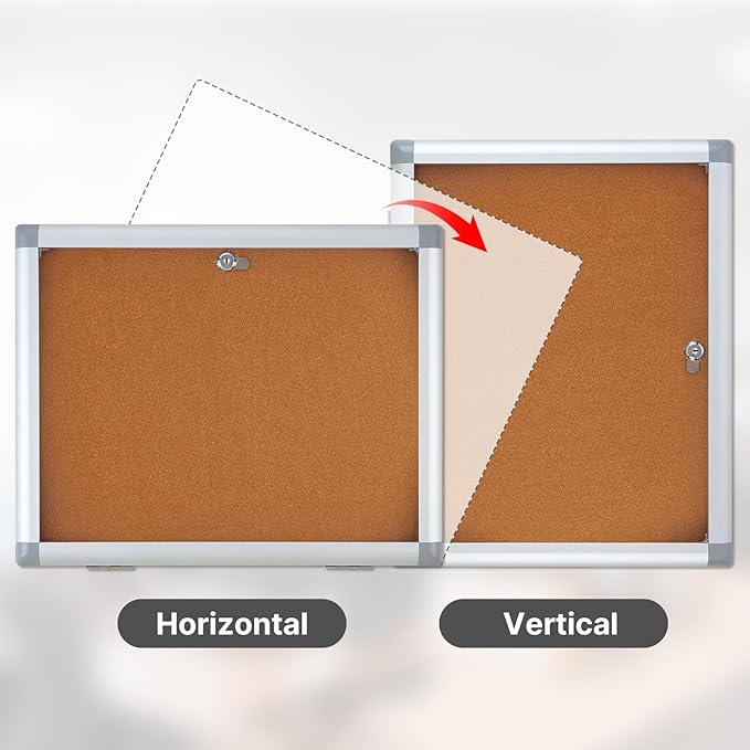 Enclosed Cork Bulletin Board Tamper-Proof Dispaly Case, Aluminium Frame, All-Weather Cork Noticeboard, Outdoor Enclosed Cork Board for School, Office, Restaurant, Hospital (20 X 16 Inches)