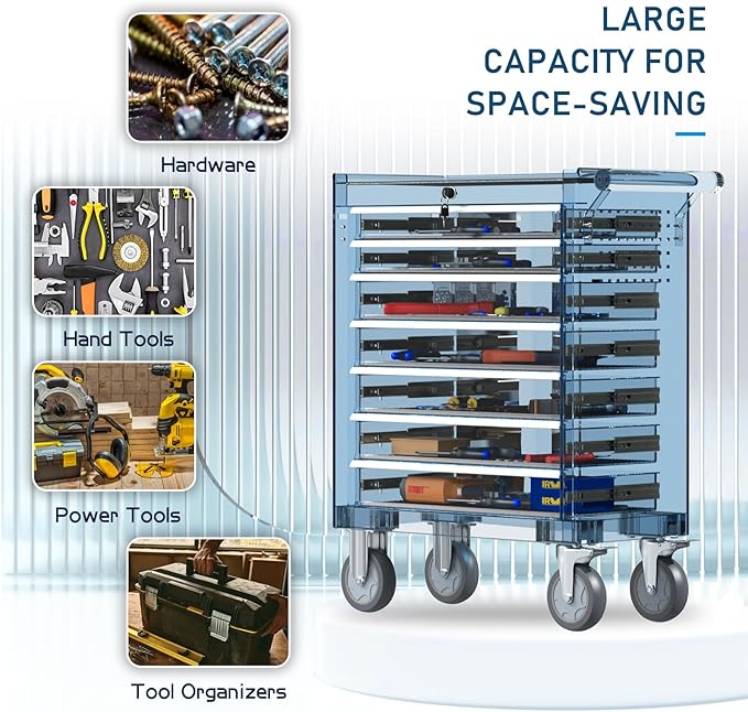 5-Drawers Garage Tool Chest, Large Capacity Tool Cabinet Heavy Duty Mechanic Rolling Tool Box Metal Locking Tool Cart with Drawers and Wheels for Storage