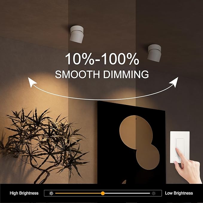 Aisilan Dimmable Ceiling Spotlight 2 Pack, Modern LED Wired Spotlight Indoor,15W Spot Light 350° Directional Lighting, Wall Spot Lights for Picture Panting Living Room Bedroom, 3000K CRI 97, White