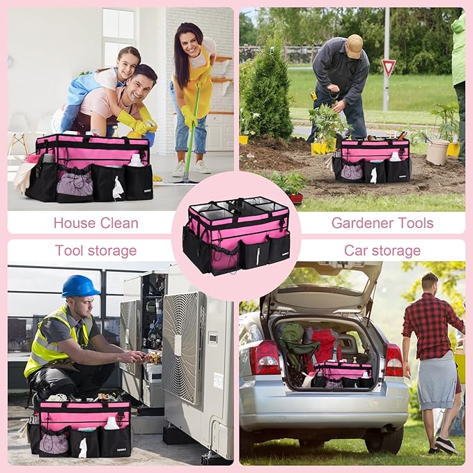 Extra-Large Cleaning Caddy With Detachable Divider,Cleaning Caddy For Cleaning Supplies Large Cleaning Supply Caddy With Adjustable Shoulder Strap & Waist Belt For Cleaners