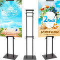 2Pack Poster Stand for Display, Heavy Duty Floor Standing Sign Holder, Double-Sided Poster Board Stand, Adjustable Height Up to 80 inch, Outdoor Banner Stand for Board & Foam Display, Black