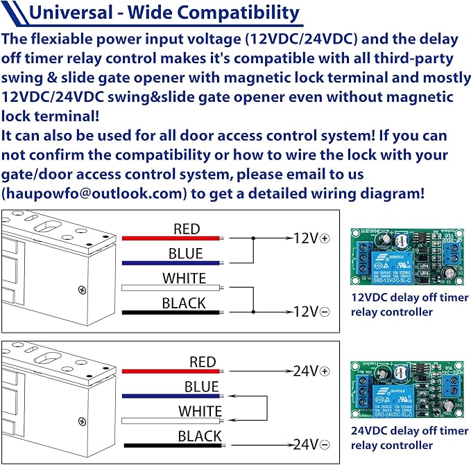 Universal Waterproof Heavy Duty 1200lbs Holding Force Maglocks Electromagnetic Lock with ZL Bracket for Gate Opener and Door Access Control System, 12VDC 24VDC Fail Safe Automatic Gate Lock