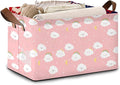 Pink Cloud Storage Basket Large 17x11.5x10.5 Inches - Collapsible Fabric Organizer Bin with Handles for Nursery, Girls Room, Toys - Foldable Decorative Hamper with Soft Fluffy Design - Single Pack