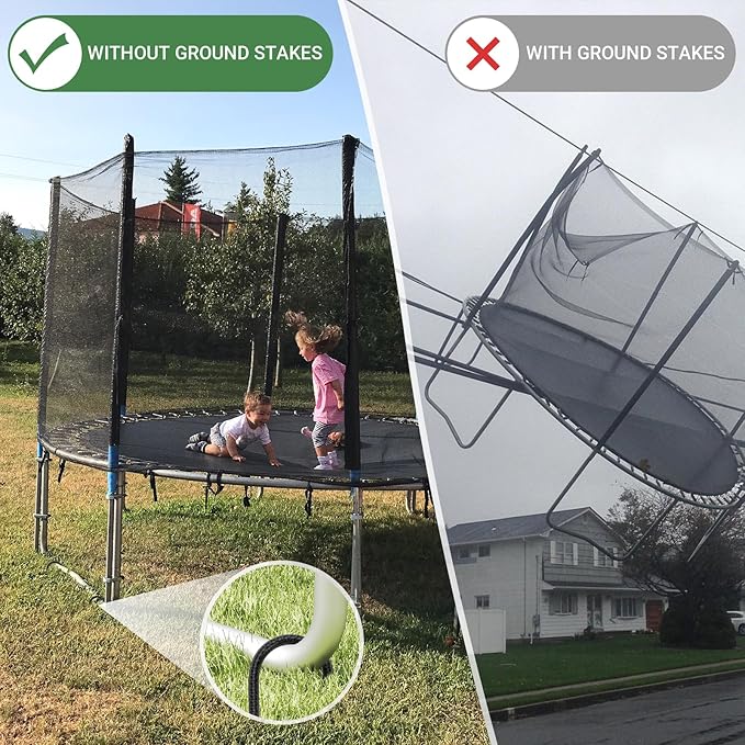 12 in 8 Pack Trampoline Stakes, U Shaped Trampoline Anchors High Wind Heavy Duty, Trampoline Anchor Kit, Steel Stakes for Trampolines, Outdoor Canopies, Camping Tents, Football Goal, Black
