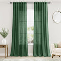 Nanspring Green Linen Curtains for Living Room 2 Panels Set Extra Long Back Tab Light Filtering Semi Sheer Curtain Drapes for Bedroom Neutral Farmhouse Ceiling to Floor for Large Window 52x100