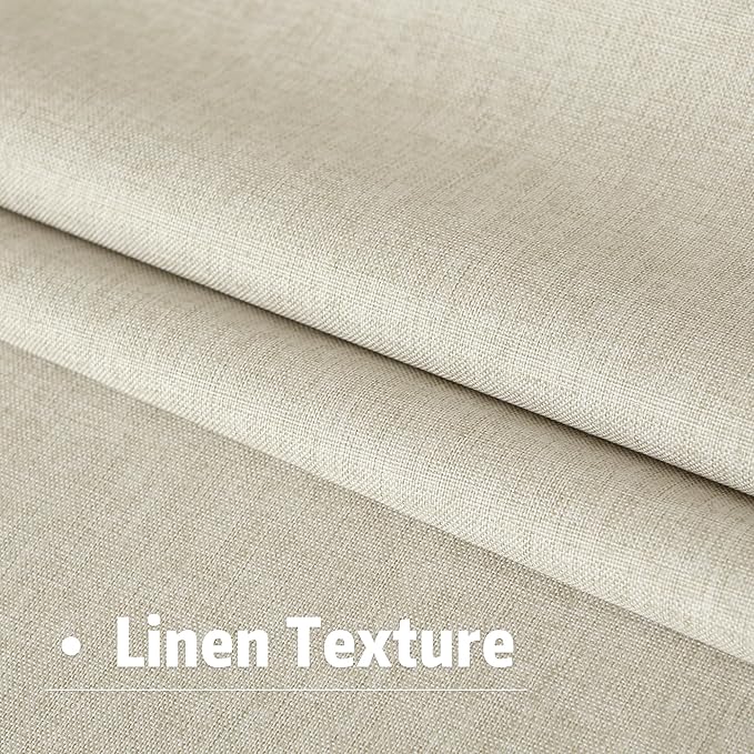 96 Inch Curtains 2 Panel Set Farmhouse Blackout Heat Reducing Sun Block Out Curtains for Bedroom Dorm UV Blocking Noise Canceling Burlap Linen Look Drapes Rod Pocket Back Tab,50 X 96 Natural Birch