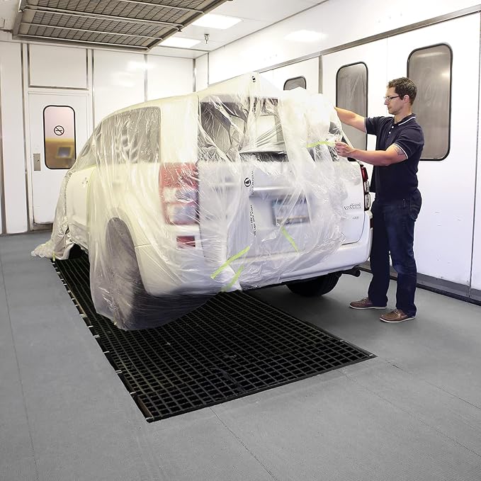 PIG New Grippy Paint Booth Mat 32" x 100' | Protects Surfaces and Floors from Paint Build-Up | Reduces Paint Defects and Color Casting | Static Dissipative | Gray | PMB30069