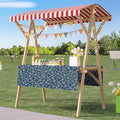 Outdoor Vendor Cart, Portable Cart with Canopy, Movable Stall Display Stand, Foldable Vending Stand Kiosk Display Trolley with Canopy, for Market, Street Food, Events(Red 7,150cm/59in)