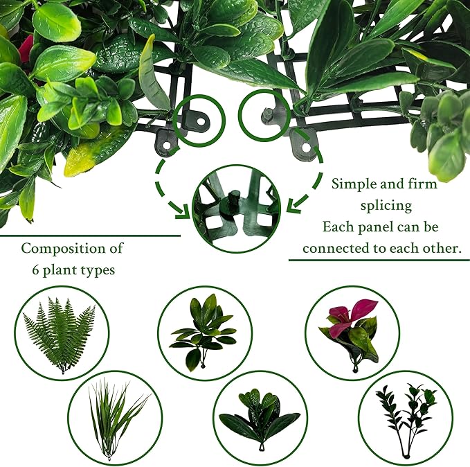 Artificial Grass Wall Backdrop Panels Roll: 40X120 in UV-Anti Greenery Boxwood Panels for Indoor Outdoor Green Plant Wall Decor & Ivy Fence Covering Privacy